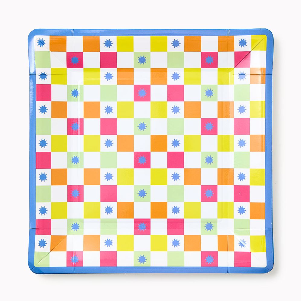 Checkered Hooray Large Plate Set of 10