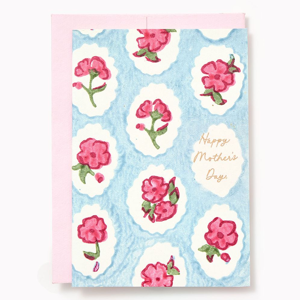 Pink Floral Scallop Tiles Mother's Day Card