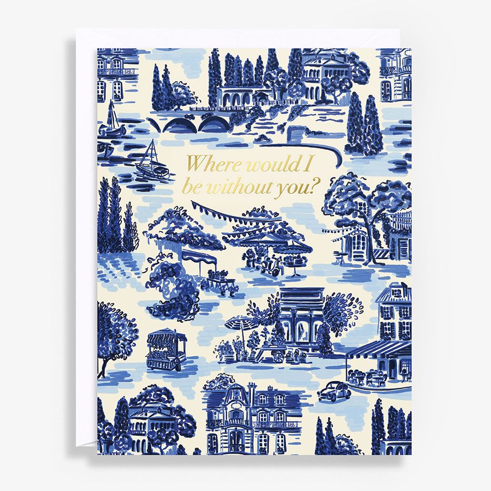 Blue Toile Thank You Card