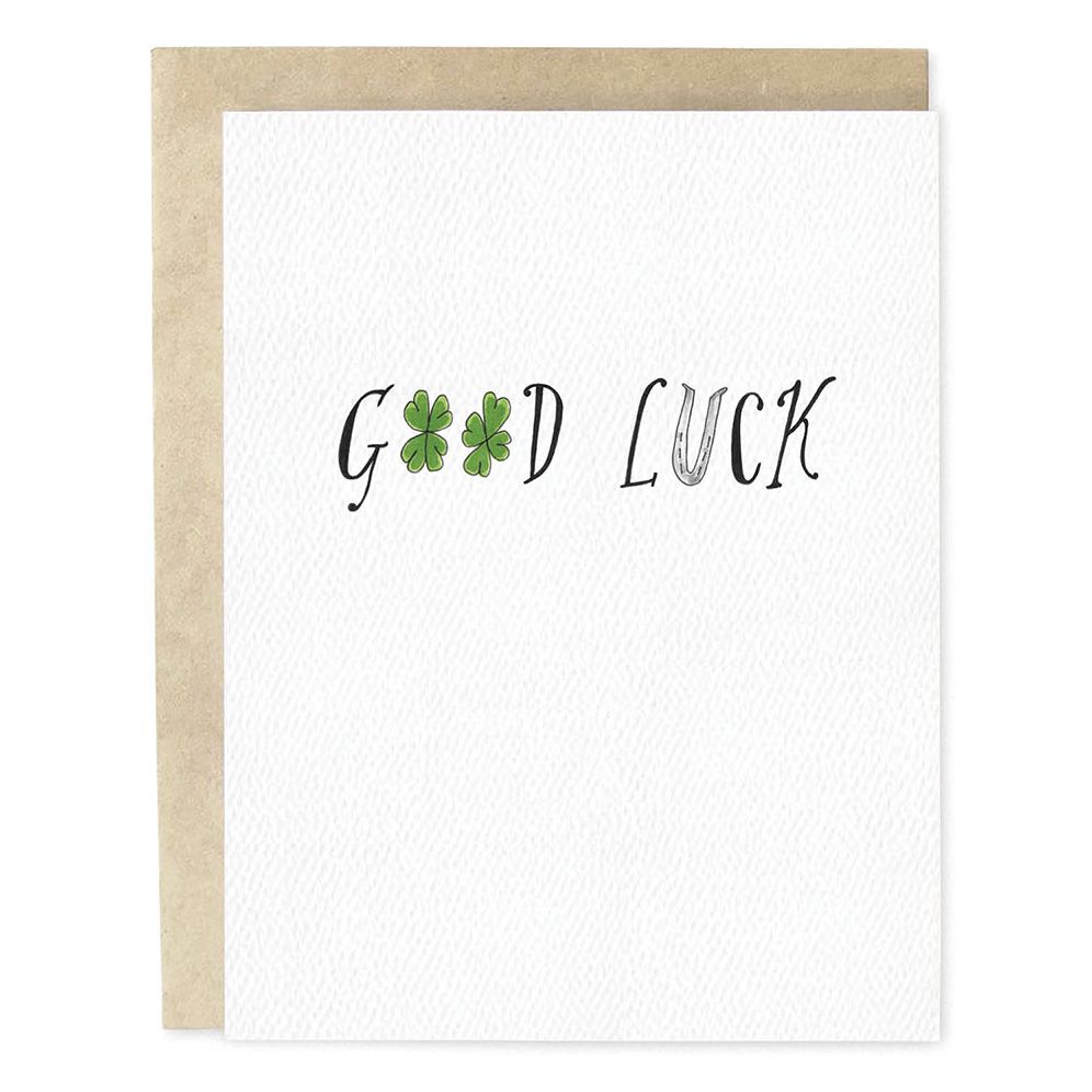 Good Luck Clover & Horseshoe Greeting Card