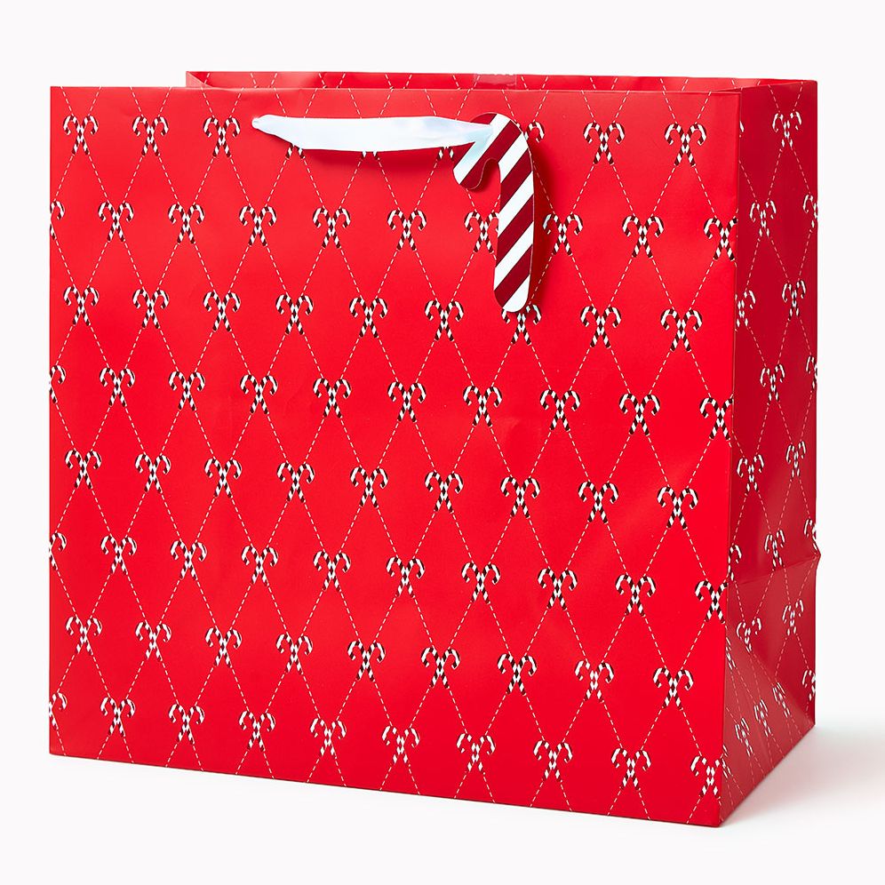 Candy Cane Argyle Large Gift Bag