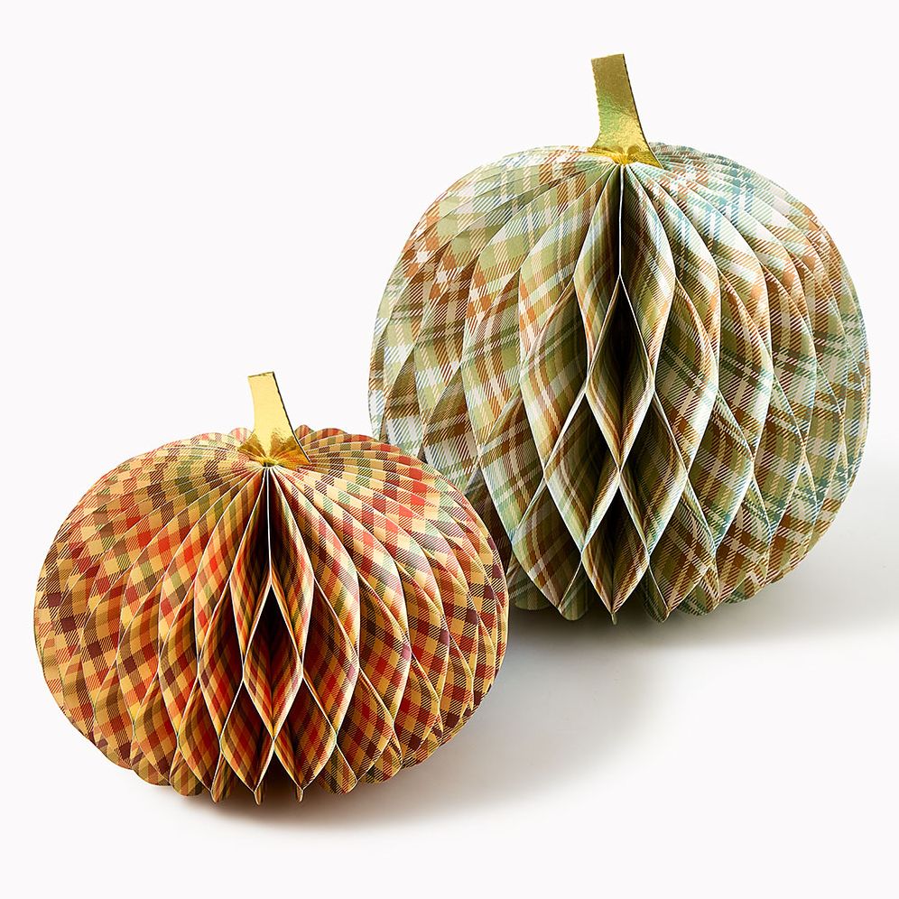 Patterened Honeycomb Pumkpins Set of 2
