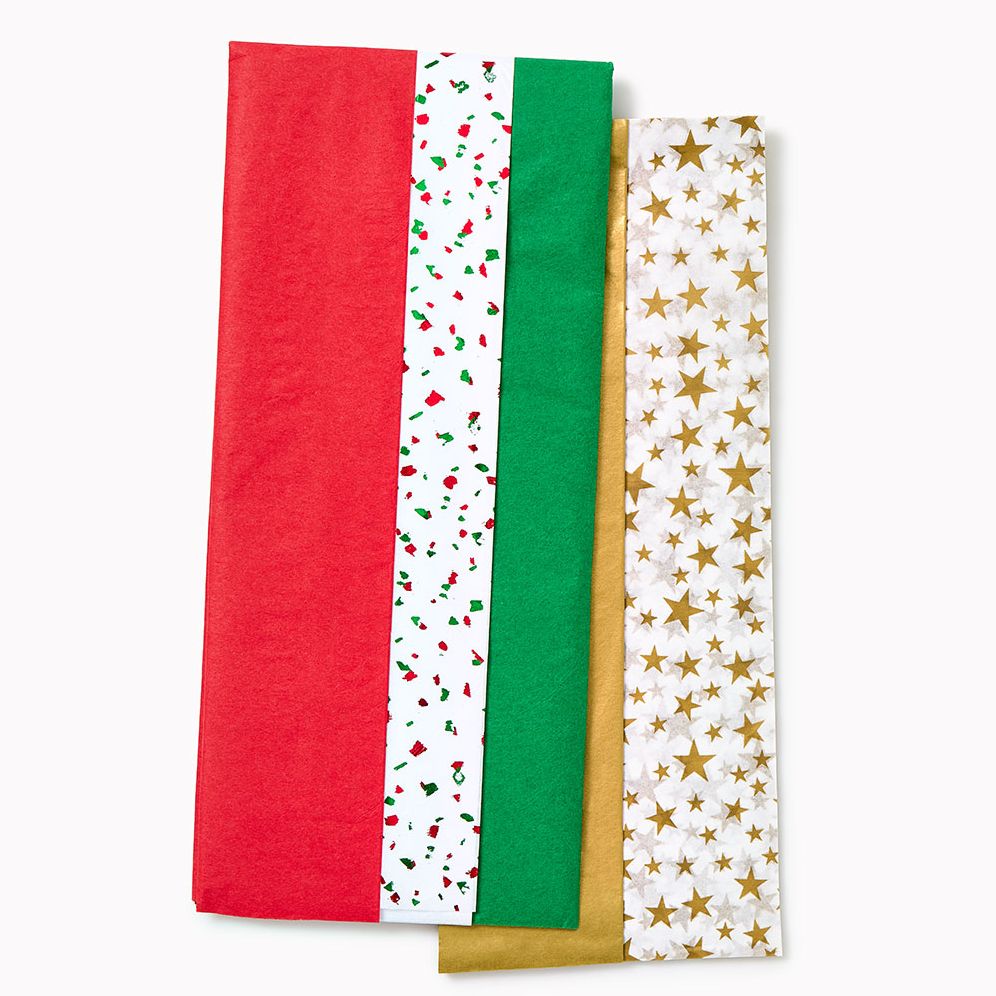 Red & Green Solids and Flecks Tissue Paper, Set of 16