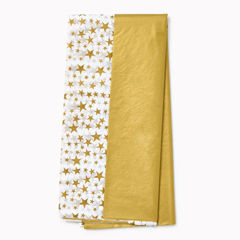 Gold Stars and Solid Metallic Gold Tissue, Set of 8