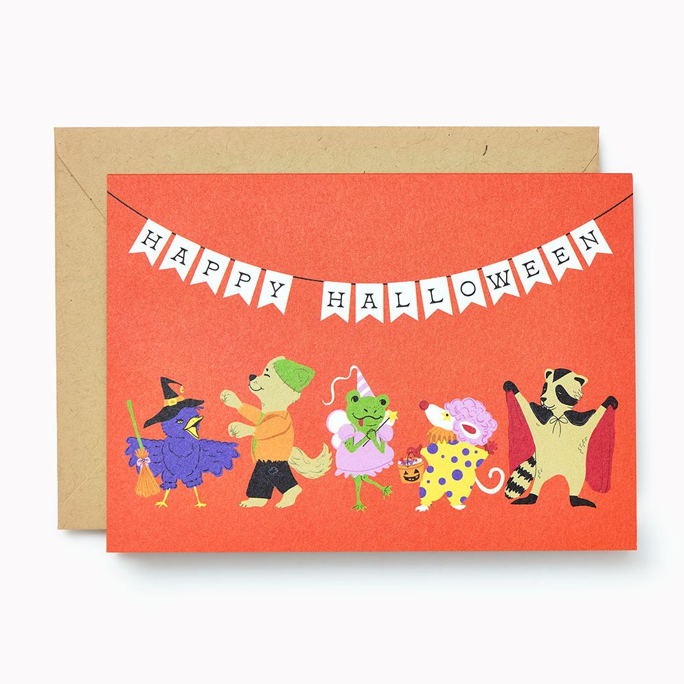Parading Critters Halloween Card