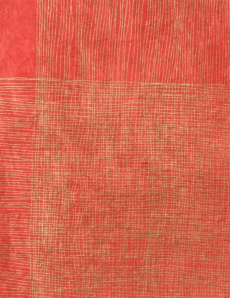 Lokta Gold Crossed Lines on Red Handmade Paper
