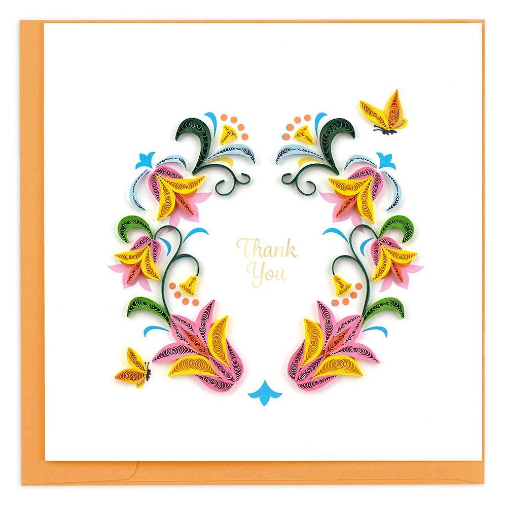 Quilling Flower Wreath Thank You Card