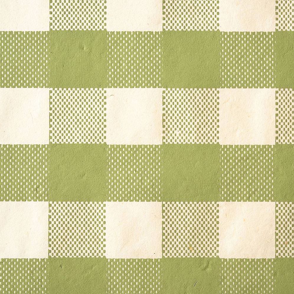 Sage & Cream Plaid Handmade Paper