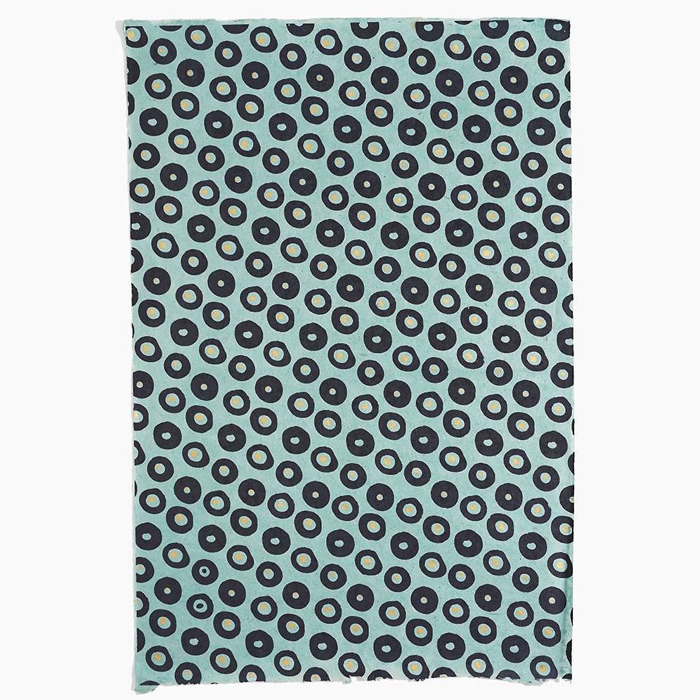Navy and Gold Dots on Blue Handmade Paper