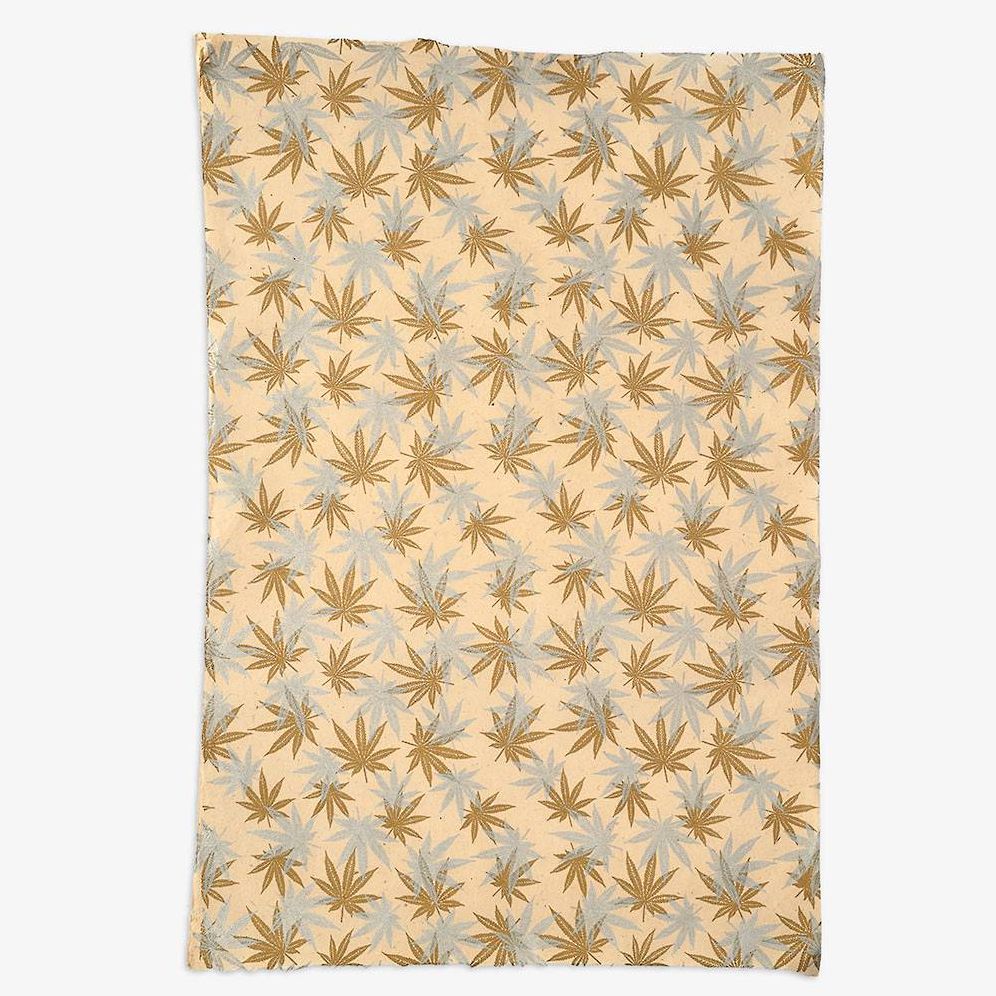 Hemp Leaves Metallic on Cream Handmade Paper | Paper Source