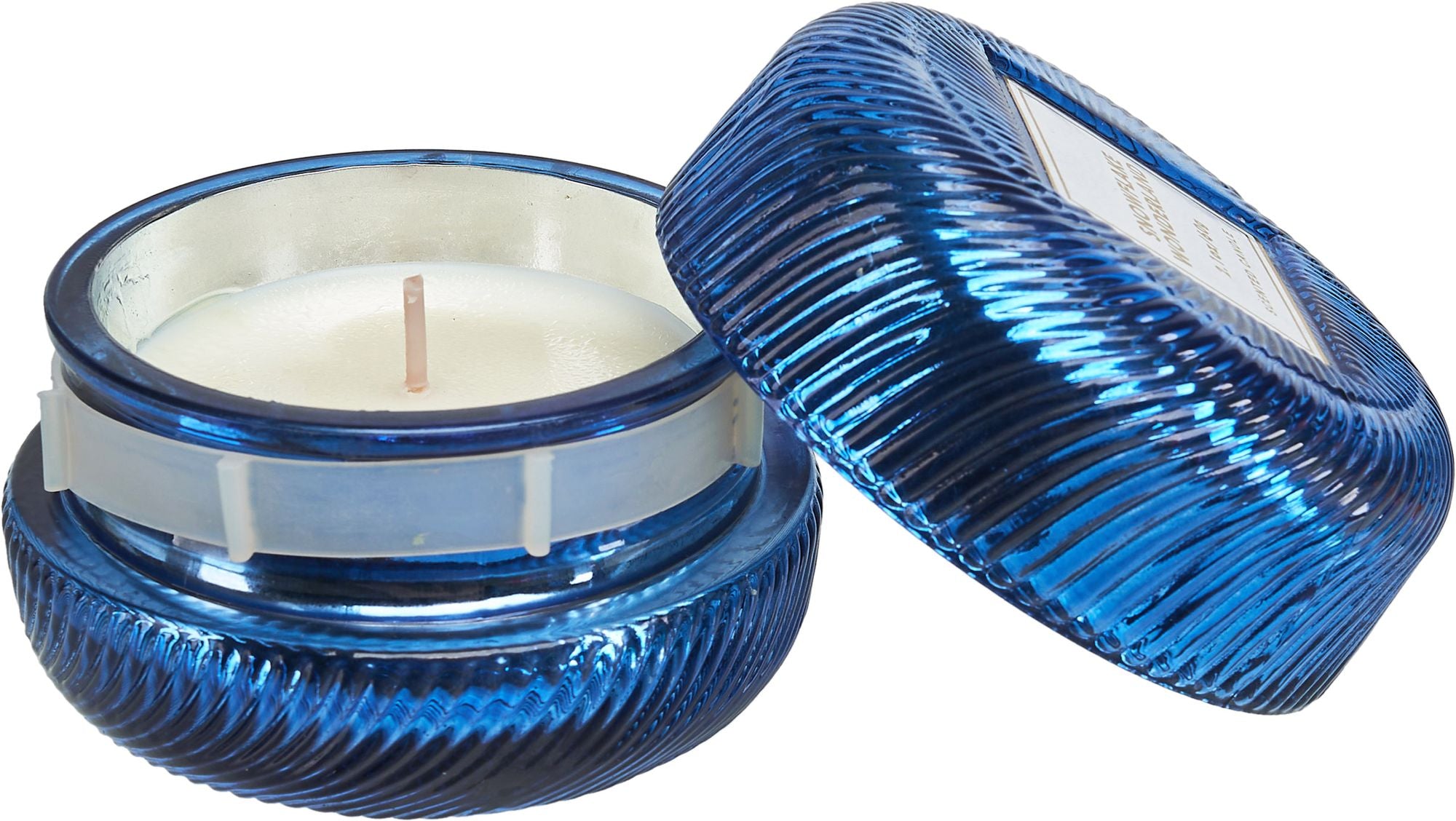 Snowflake Wonderland Blue Glass Candle