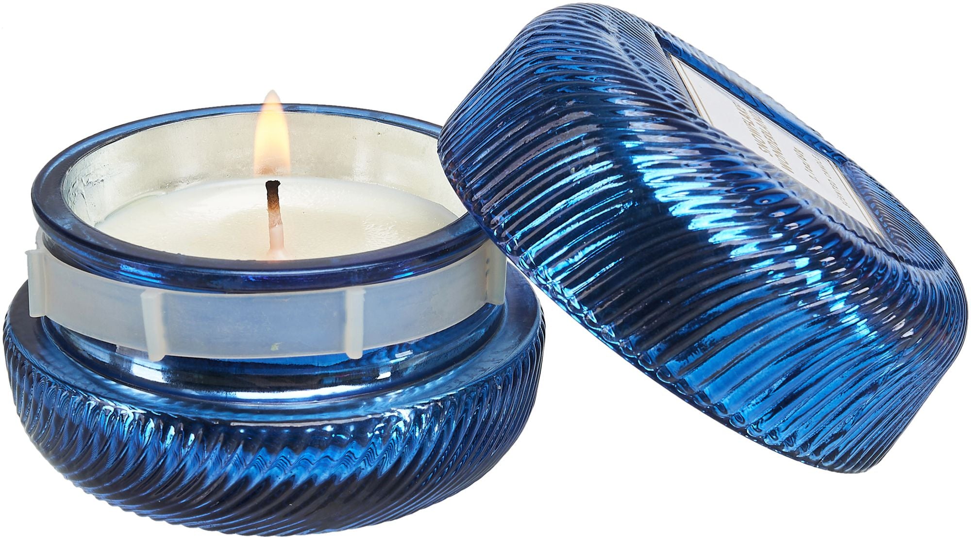 Snowflake Wonderland Blue Glass Candle