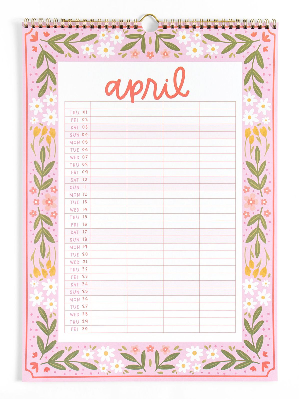 2027 Family Planning Floral Sprial Wall Calendar