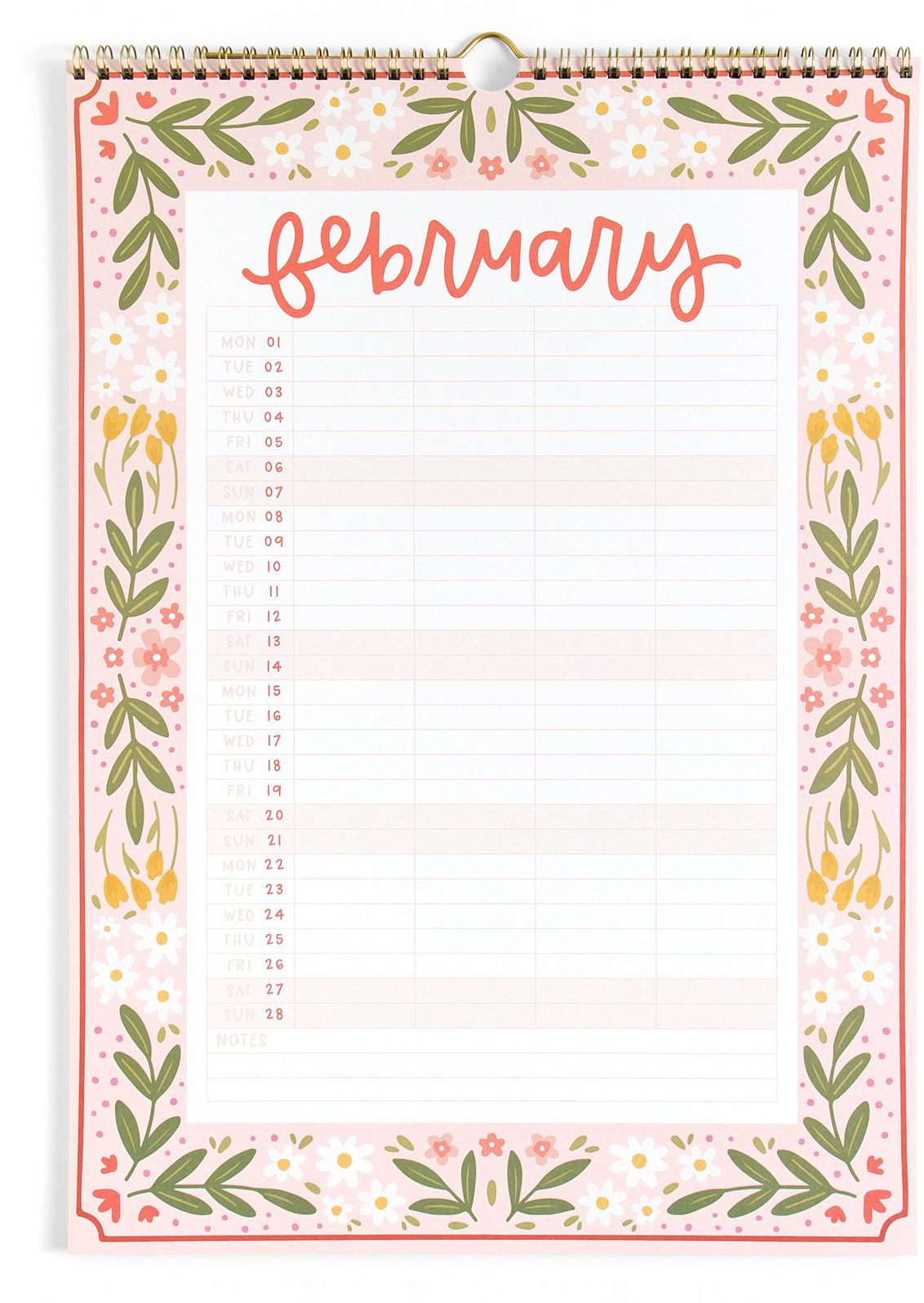 2027 Family Planning Floral Sprial Wall Calendar