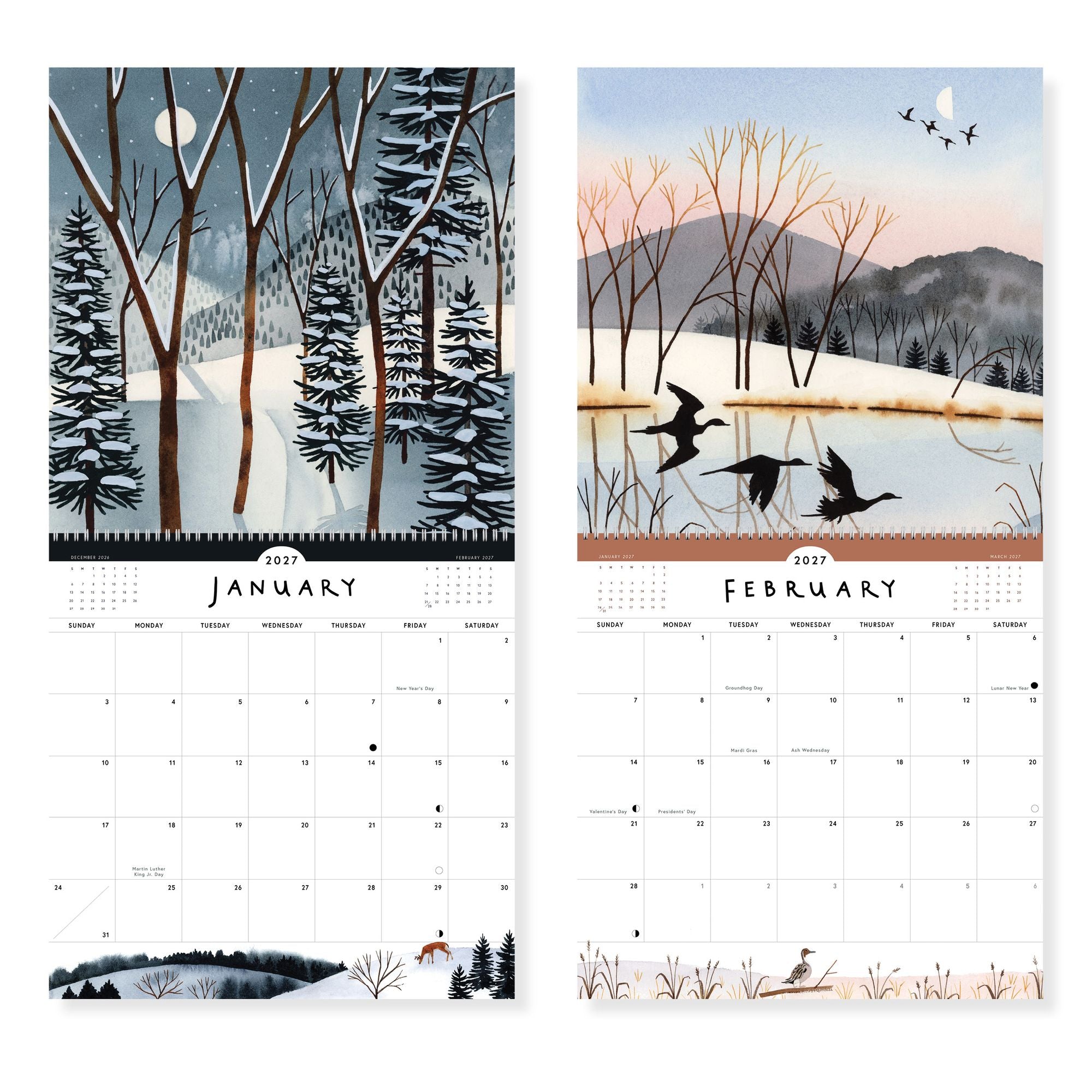 2027 Ode to Joy Watercolor Landscape Wall Calendar