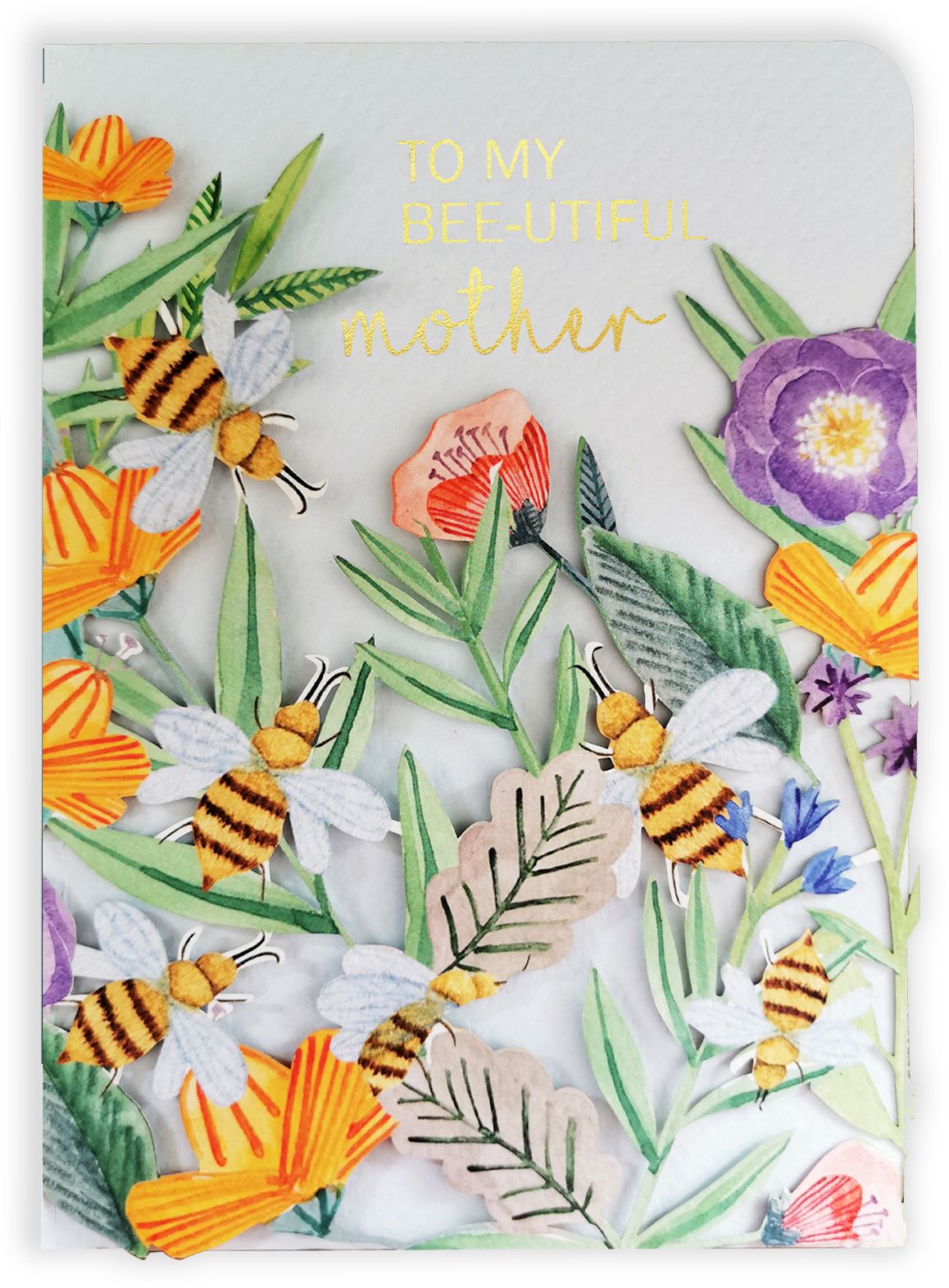Mother's Day Greeting Card Lasercut Bee-utiful Mom