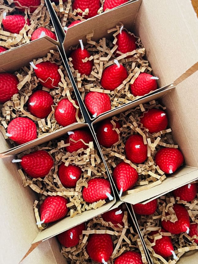 Strawberry Candles Set of 5