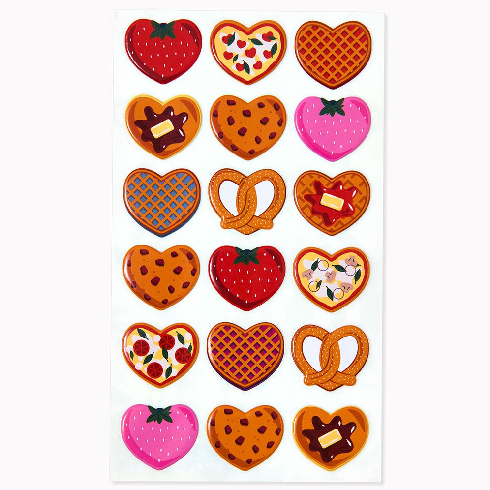 Puffy Food Hearts Sticker Sheet | Paper Source