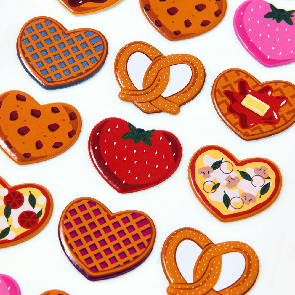 Puffy Food Hearts Sticker Sheet