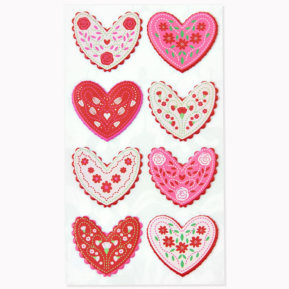 Puffy Folk Heart Sticker Sheet