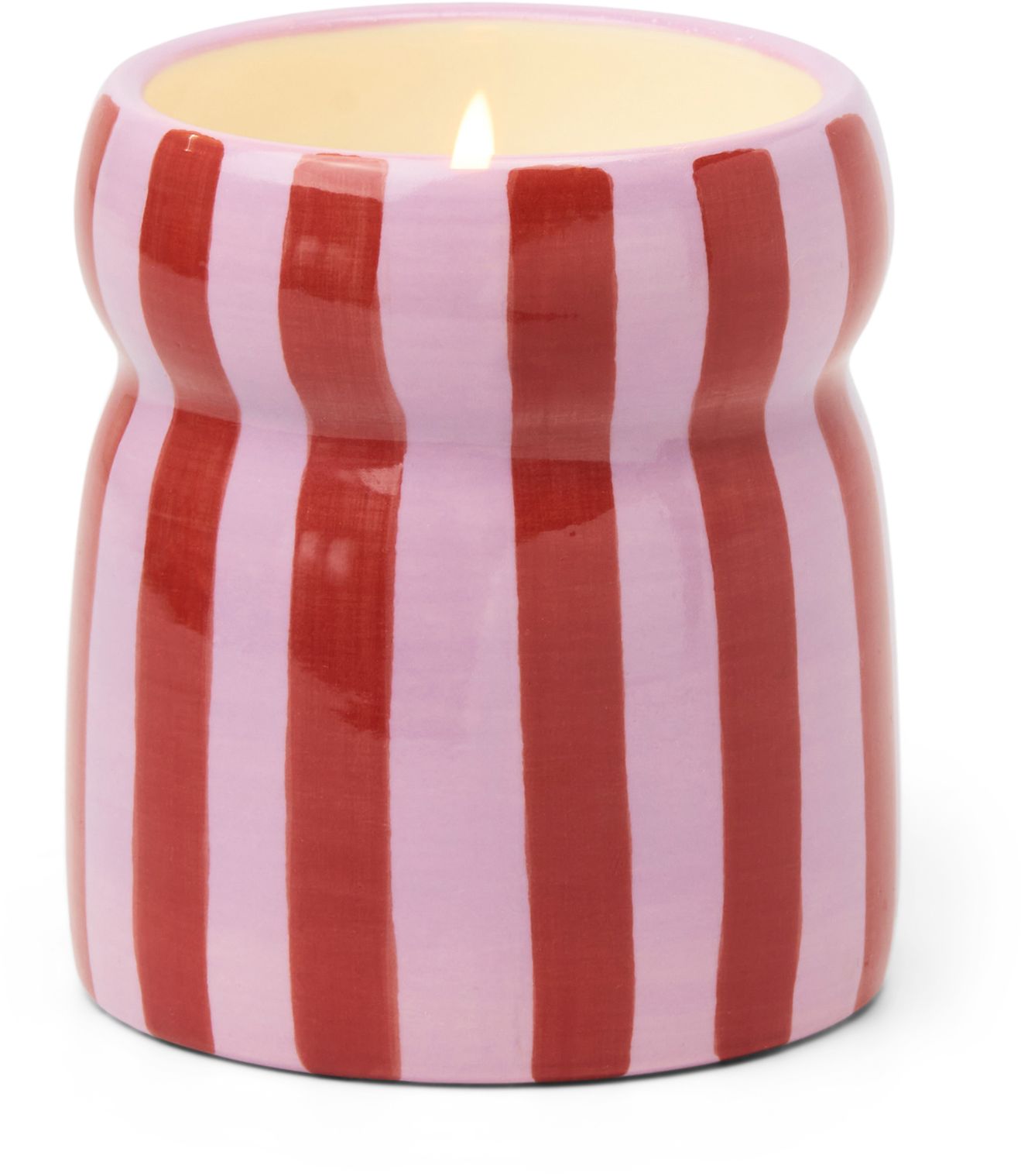 Pink Peppermint Cabana Striped Ceramic Candle