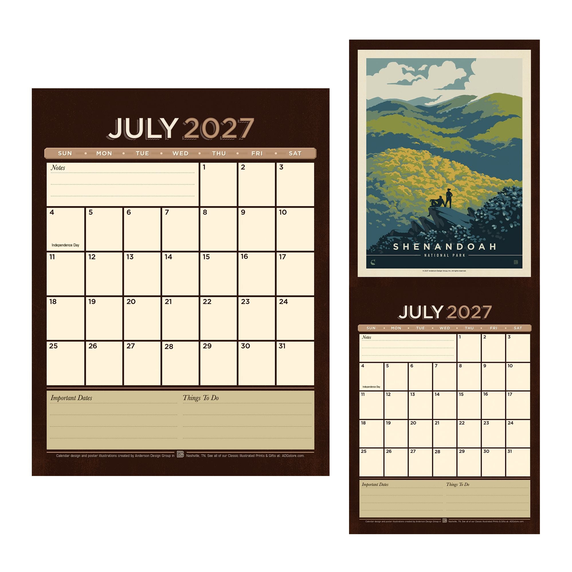 2027 Kenneth Crane National Parks Vintage Art Wall Calendar