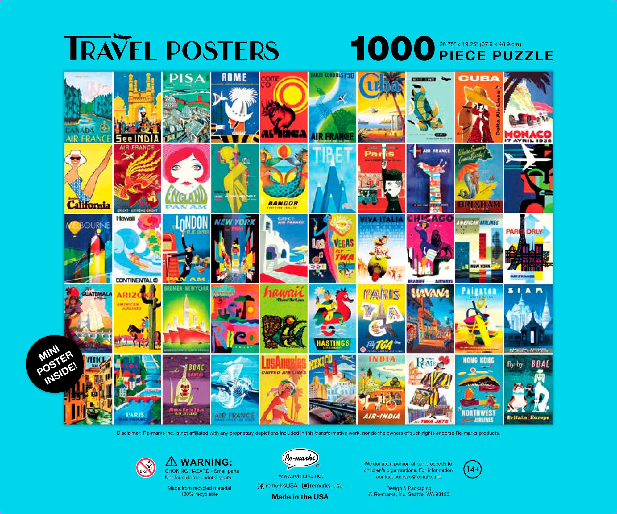 Travel Posters 1000-Piece Jigsaw Puzzle | Paper Source