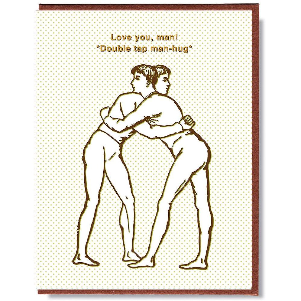 Man Hug Greeting Card