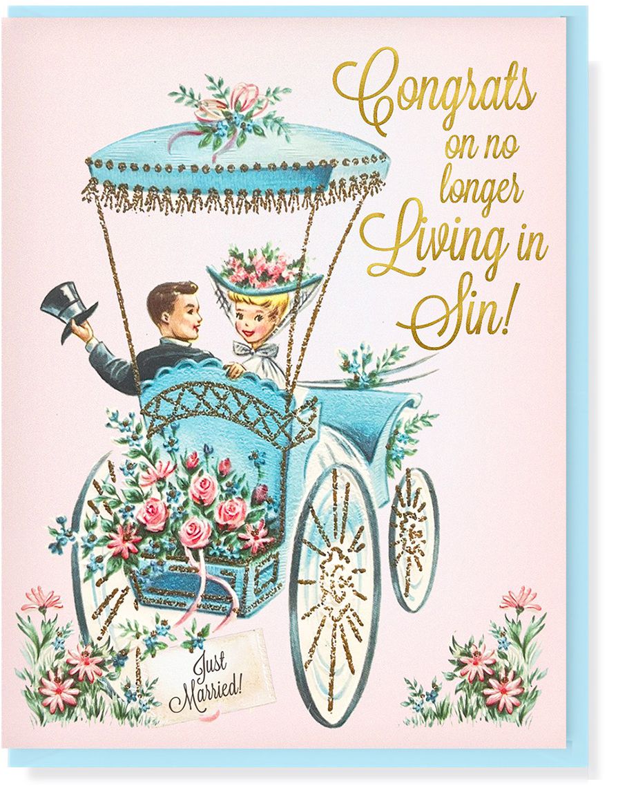 No Longer Living In Sin Just Wedding Card