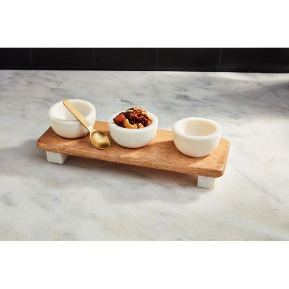 Marble Wood Tidbit Stand