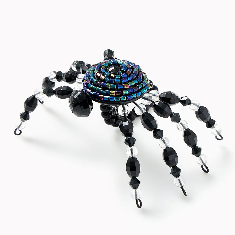 Black and Clear Beaded Spider Bracelet