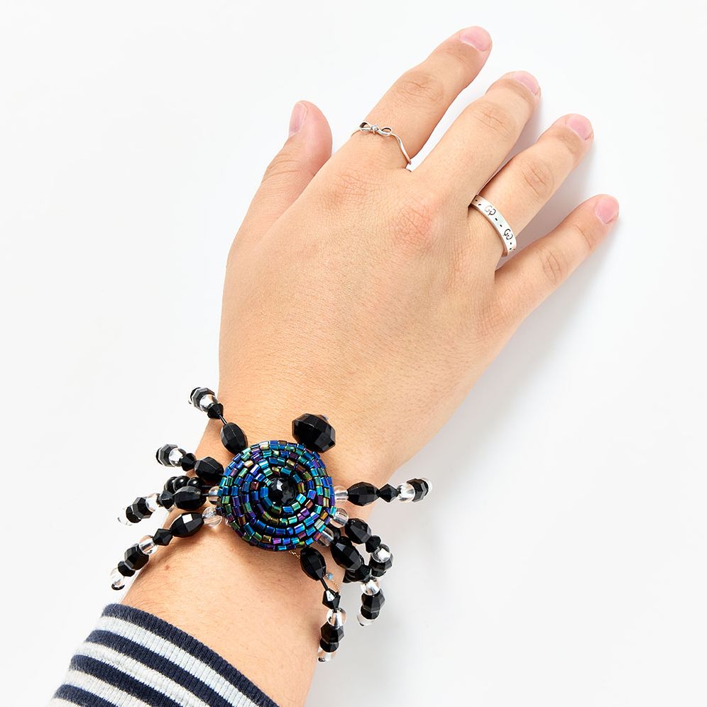 Black and Clear Beaded Spider Bracelet