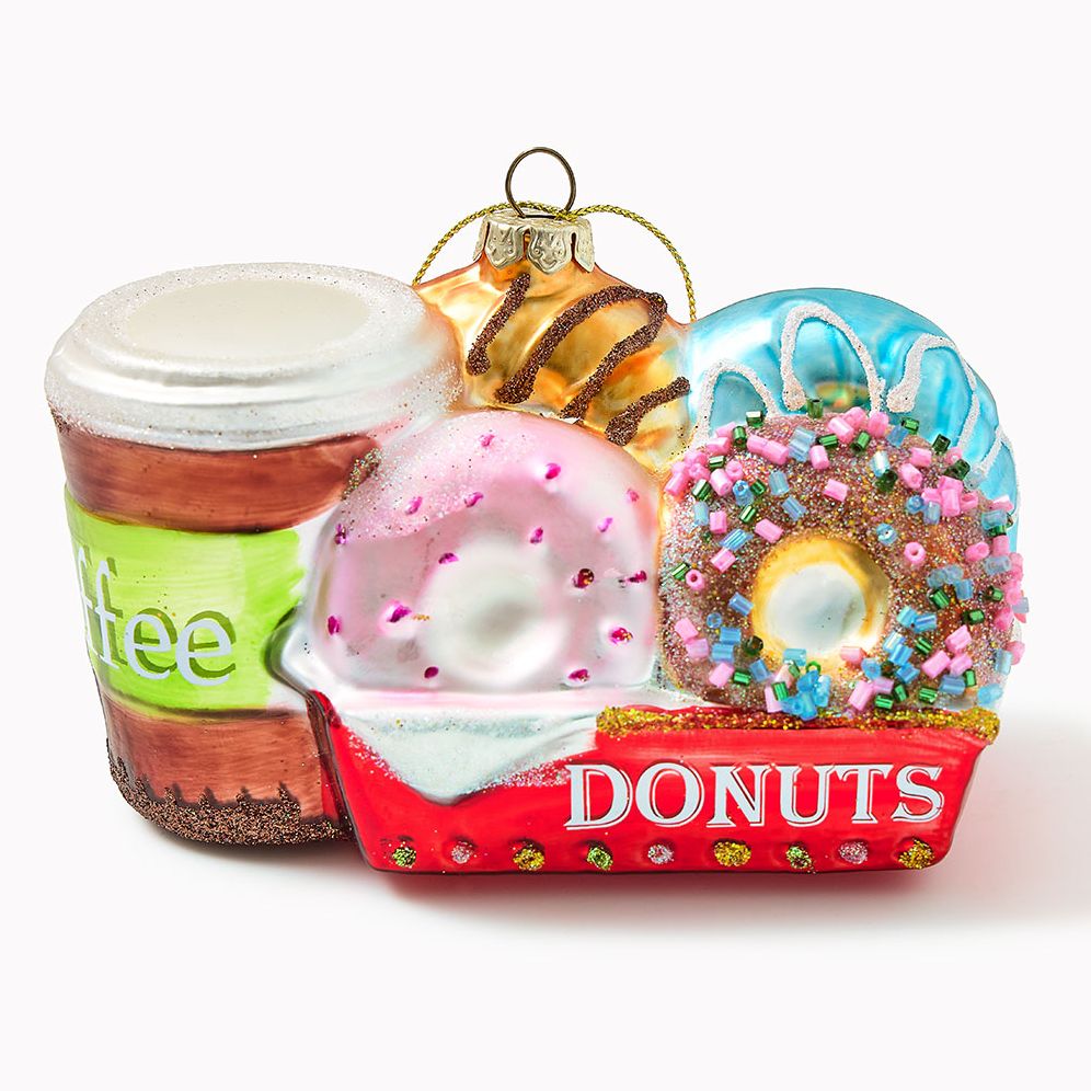 Coffee and Donuts Glass Ornament