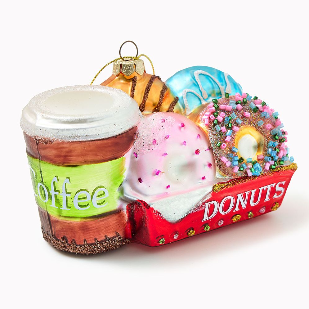 Coffee and Donuts Glass Ornament