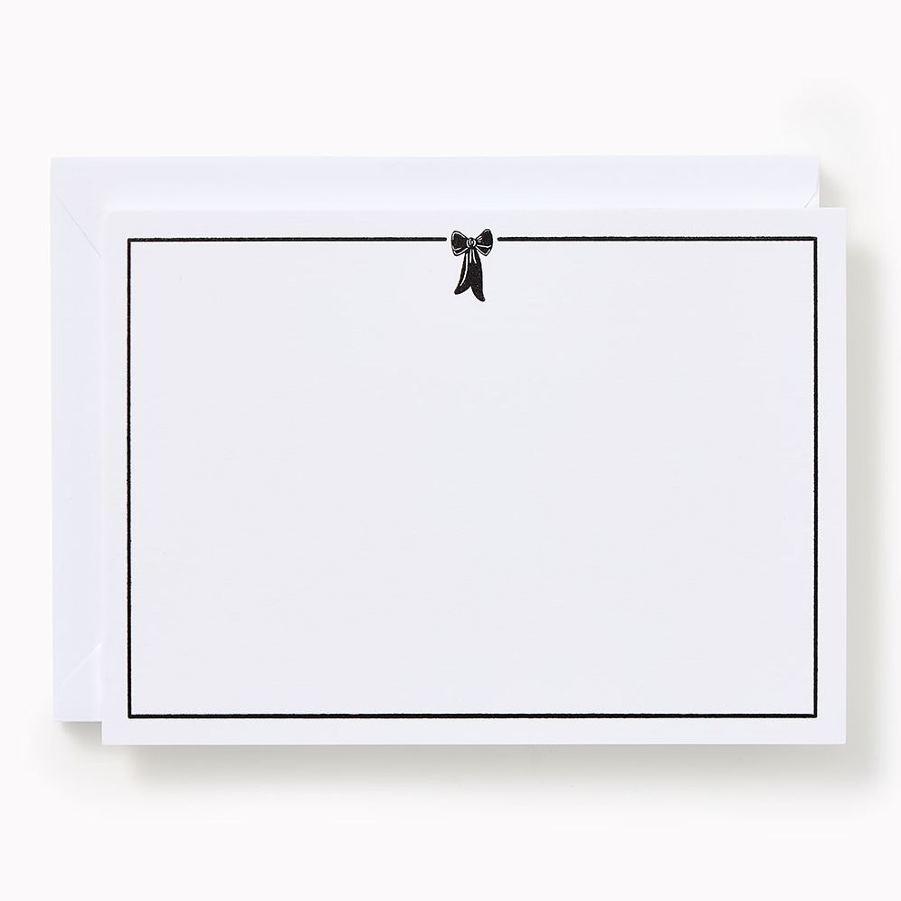 Black and White Letterpress Bow Stationery Set