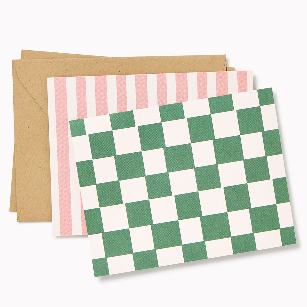 Assorted Checkered Stripe Correspondence Set of 10
