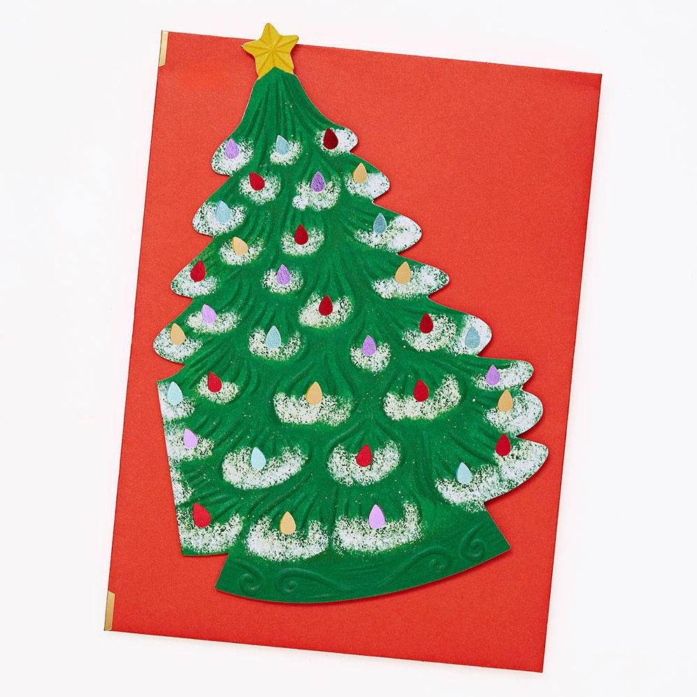 Vintage Ceramic Tree Holiday Greeting Card