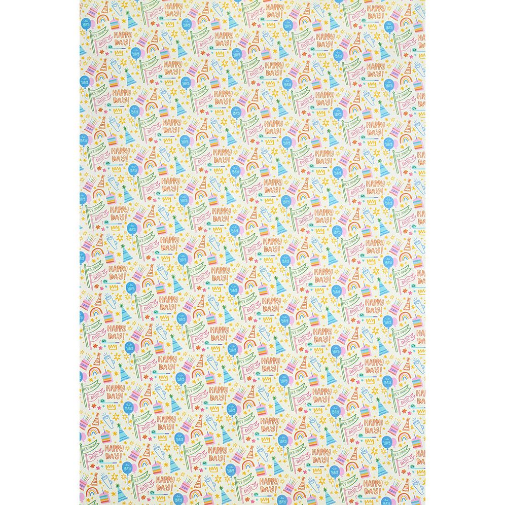 Happy Birthday Doodles Roll Wrap