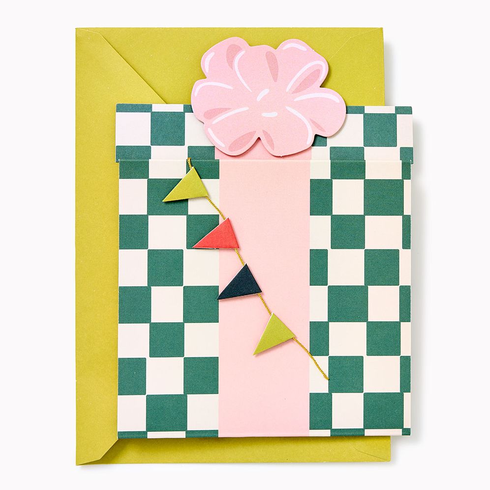 Mouse In Present Embellished Birthday Card