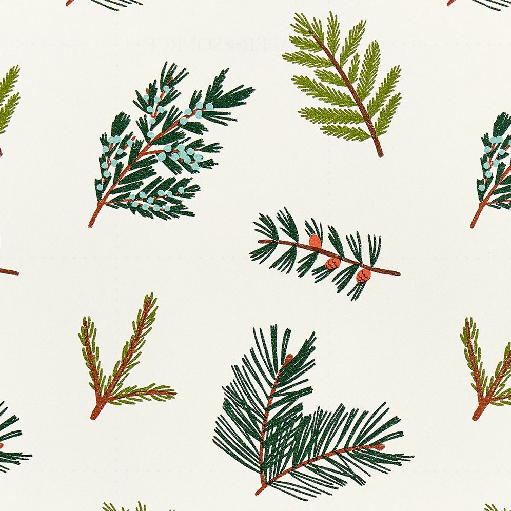 Evergreen Branches Kraft Roll Wrap