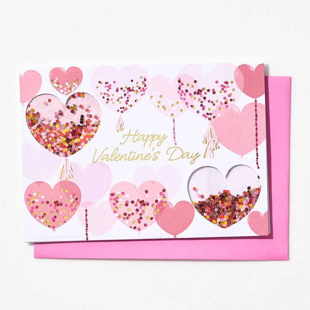 Valentine's Day Greeting Card - Confetti Heart Balloons