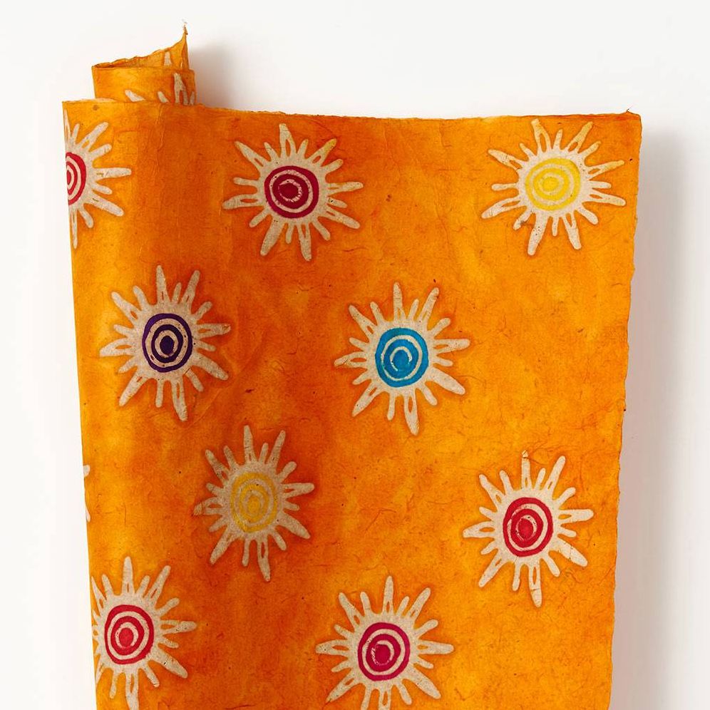 Multi Color Suns On Orange Handmade Paper | Paper Source
