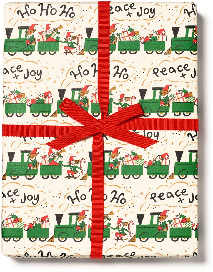 Elf Train Holiday Flat Wrap
