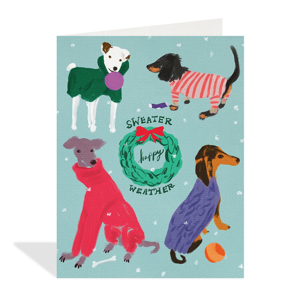 Sweater Weather Dogs Christmas Card