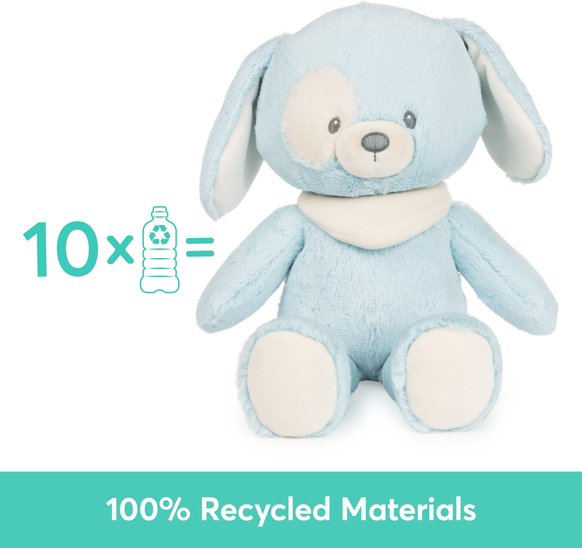 Baby GUND Sustainable Puppy Plush Stuffed Animal Made from Recycled Materials For Babies and Newborns Blue/Cream, 13"