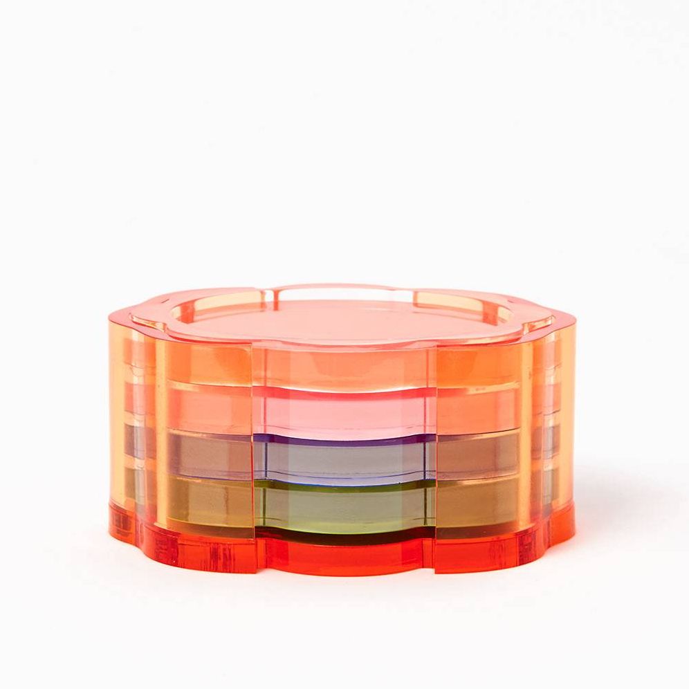 Bright Acrylic Flower Coasters With Holder