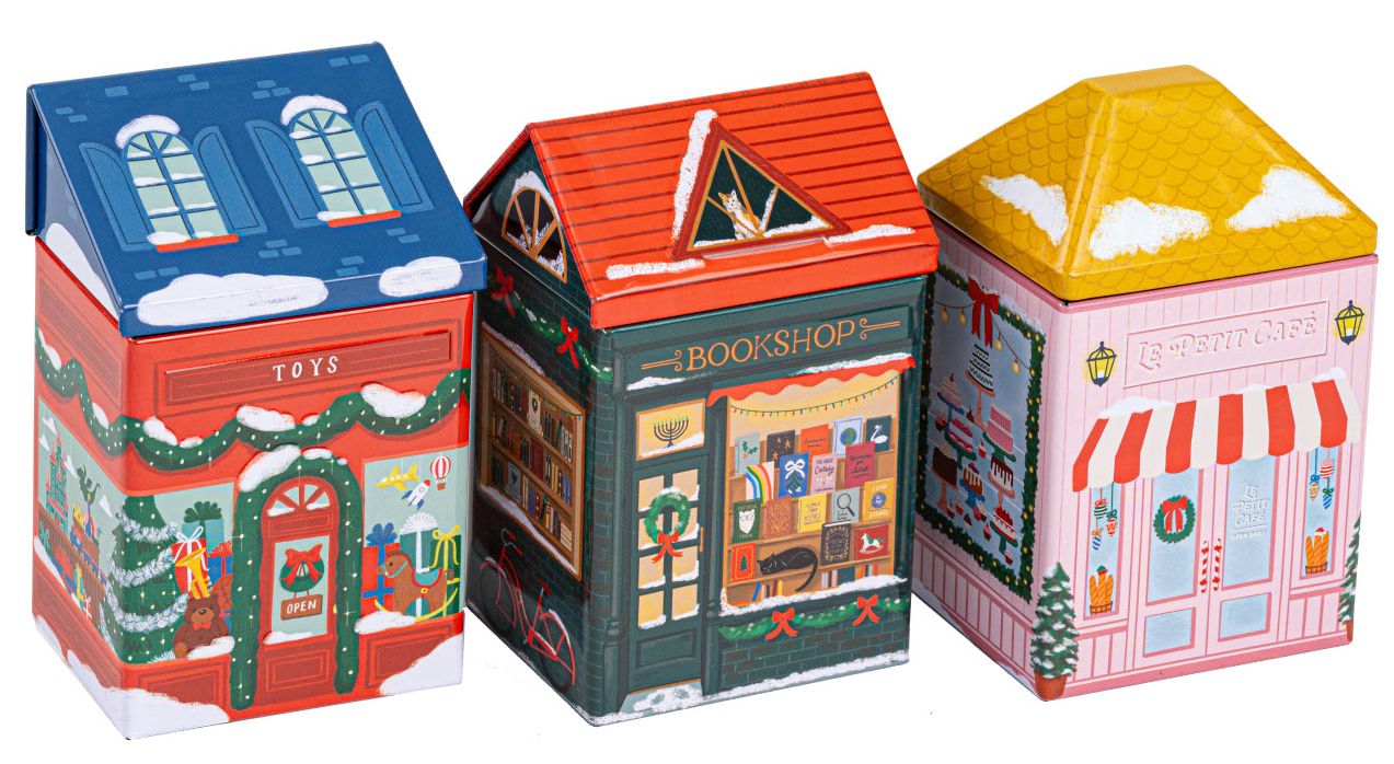 B&N Exclusive Holiday Village Tin Candles - Set of 3 | Paper Source
