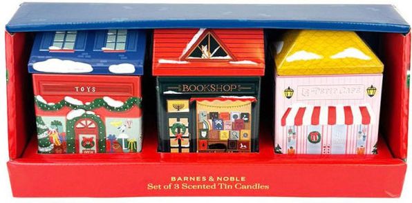 B&N Exclusive Holiday Village Tin Candles - Set of 3 | Paper Source