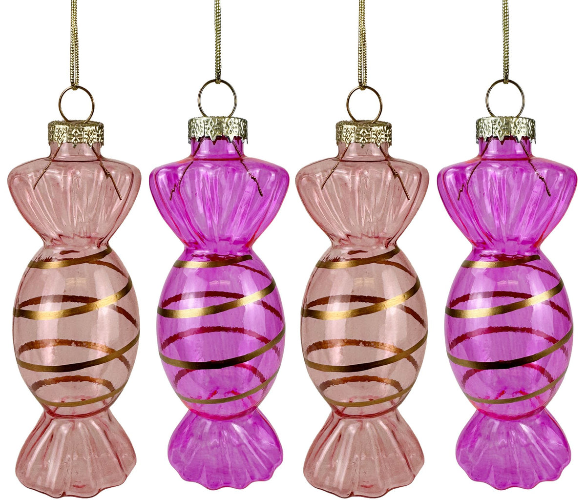 Glass Candy Ornaments - S/4