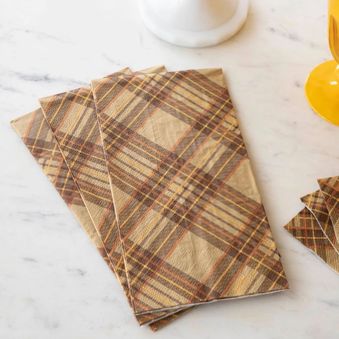 Autumn Plaid Guest Napkins Set of 16